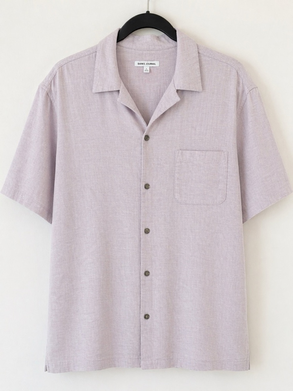 Banks Journal Brighton Pale Lavender Linen Blend Button-Up Shirt Large